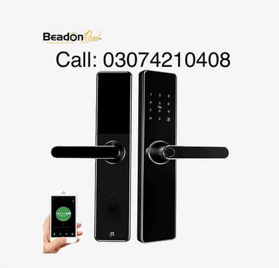 Smart handle lock for wooden door wifi mobile