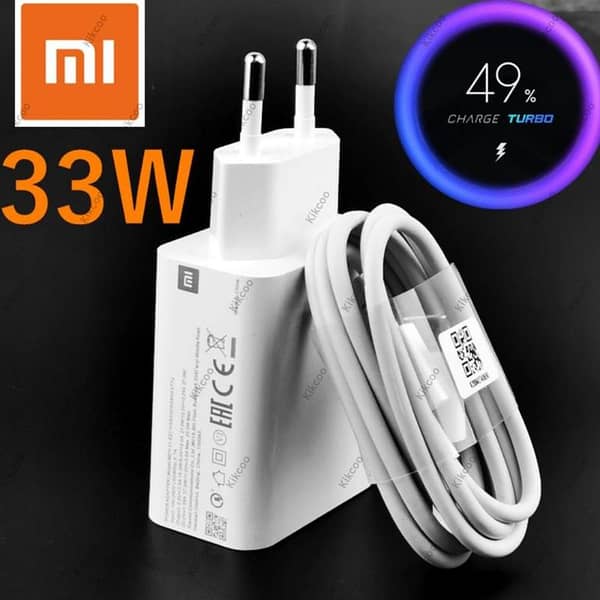 100% Original Xiaomi Mi 33W Turbo Fast Charger USA Original Adapter with Type-C Cable - White (MDY-11-EZ)