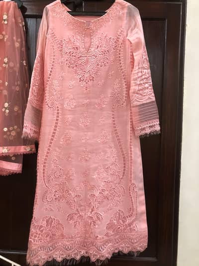 Pink 3 Piece Cotton Net Suit