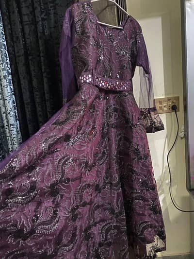 net frock dubata trouser set