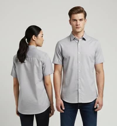 Premium Grey Short Sleeve Button-Down Shirt