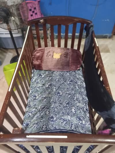 baby wooden cot with mattress adjustable locked tyres
