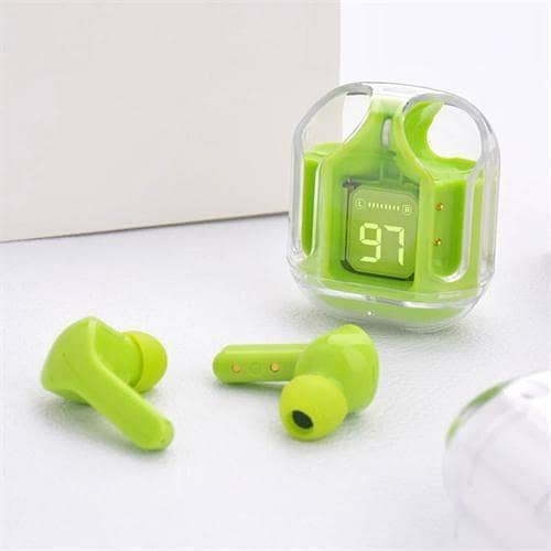 Air31 Transparent TWS Earbuds | True Wireless Stereo with Bluetooth 5.1 | Wireless Headset with Microphone & Charging Case | Compatible with Android & iPhone.