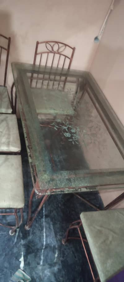 Glass 3d top dinning 6 chair