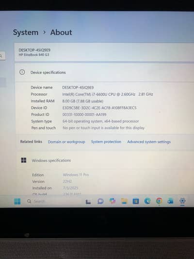 HP EliteBook Core i7 6th Gen Touchscreen Laptop