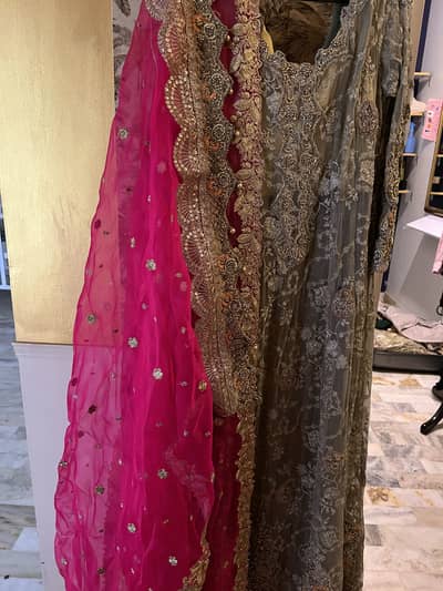 formal dress with silver embroidery