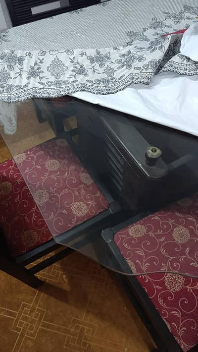 dining table with 6 chairs , glass table, big size