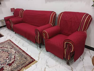 Sofa Set 3 + 1 + 1 with Quilted Covers
