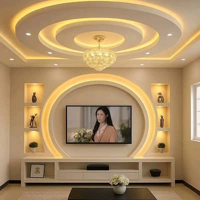 Lighting False ceiling, Gypsum ceiling , Moulding , POP, PVC ceilings