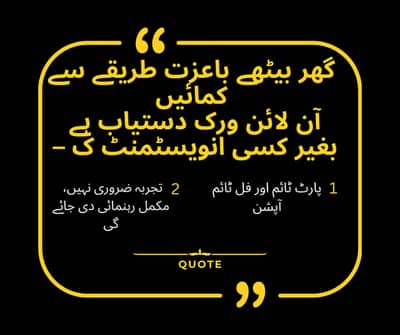  آن لائن کام کا سنہری موقع 