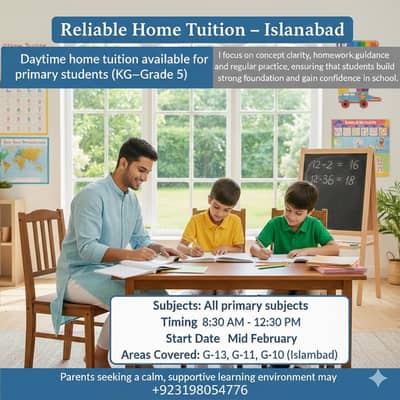 Daytime Home Tuition for Primary Students