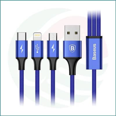 BASEUS 3 in 1 Rapid Series |USB to TYPE C + Lightning +Micro USB Cable