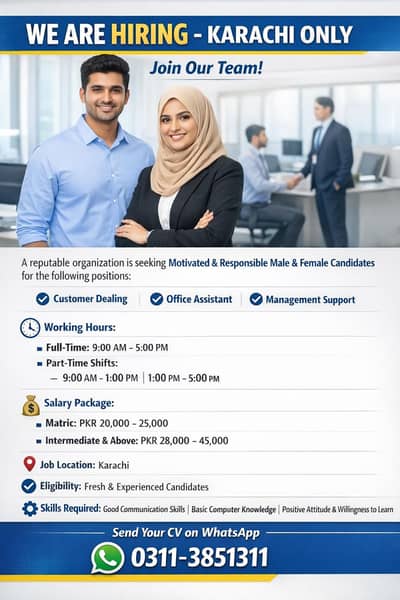 we need staff male and female