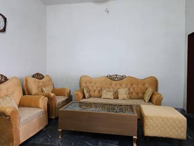 sofa set available in beautiful golden colour 5 seater