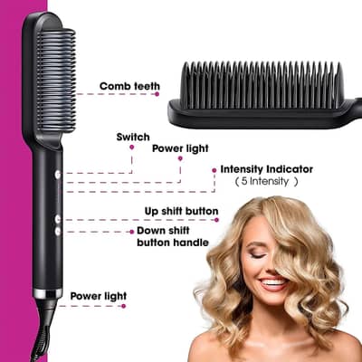 2 in 1 Electric Hair Straightener Curler Heating Styling Comb