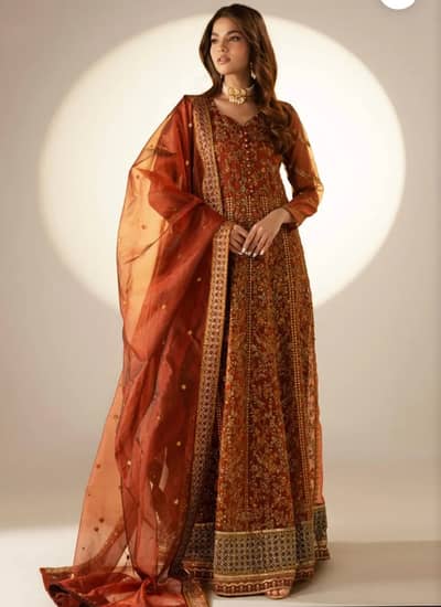 Alkaram stitched formal maxi fully embroidered and embalished