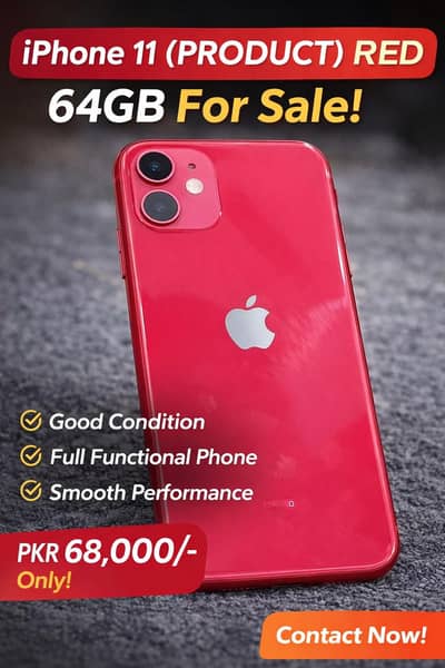 iPhone 11 (PRODUCT RED) 64GB – Good Condition