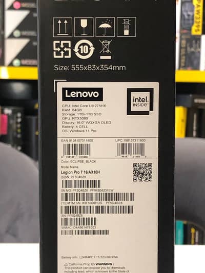 Lenovo Legion 7i pro 2025 rtx 5080, 64 ram 2 tb ssd