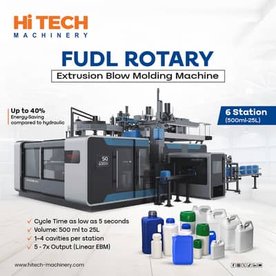 FUDL Rotary Extrusion Blow Molding Machine - 6 Station (500ml-25L)
