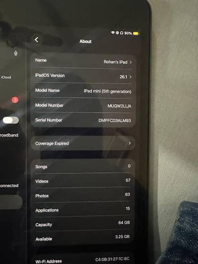 iPad mini 5 only is number per msg 03237172662