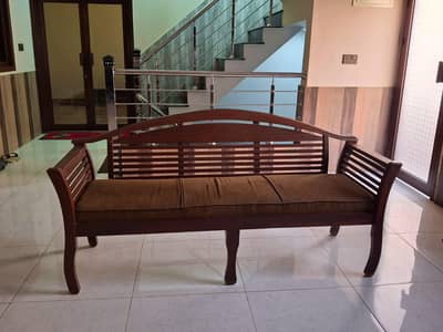wooden 5 seater sofa set + center table (pure wood).
