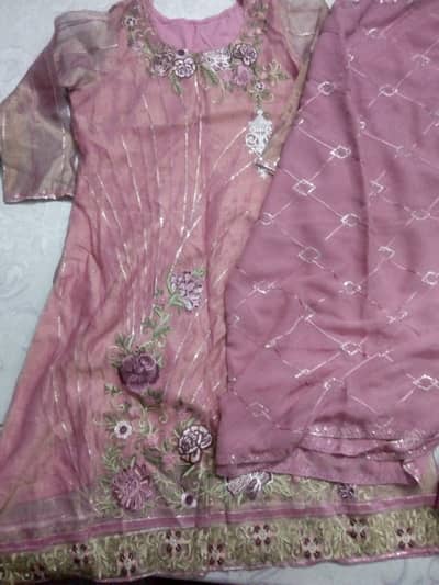 Pink embroidery a line style