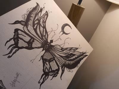 Aesthetic butterfly sketch 