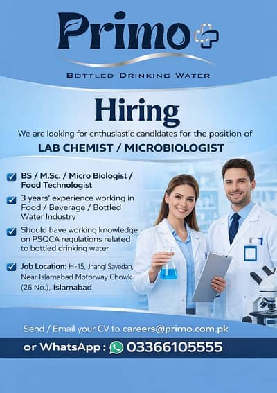 Lab Chemist || Microbiologist || QA Executive