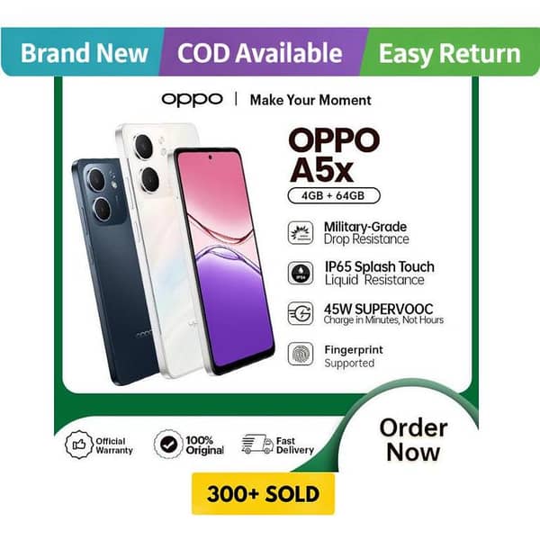 OPPO A5x | 4GB RAM + 64GB ROM  | PTA Approved | 1 Year Warranty by OPPO Official Store