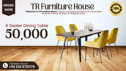 dining table - 6 seater dining table - dining chairs - cafe chairs