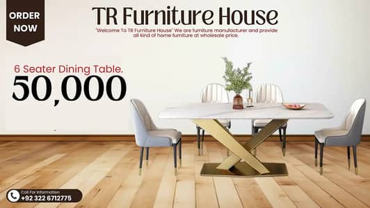 dining table - 6 seater dining table - dining chairs - cafe chairs