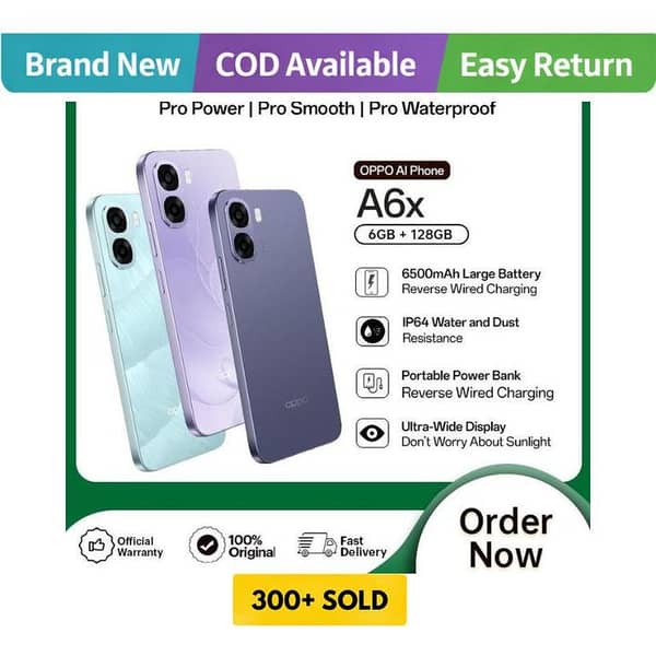 OPPO A6x | 8GB RAM + 128GB ROM | 2 Year Official Warranty