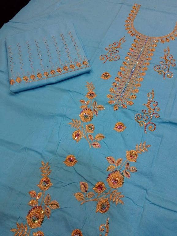 Cotton 2pc Embroidered Suit for Women - Unstitched, Soft Fabric, Winter Collection