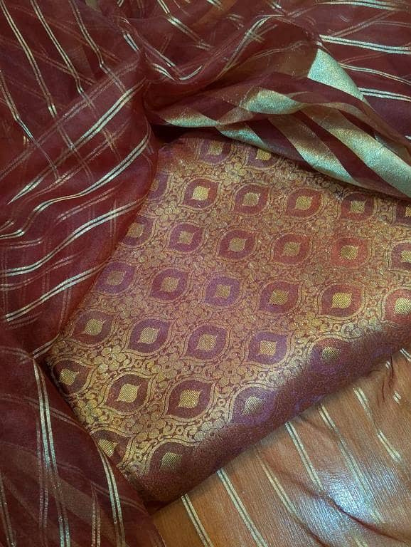 Banarsi Jamawar 3-Piece Unstitched Suit for Girls and Women - Pure Banarasi Jamawar in All Colors