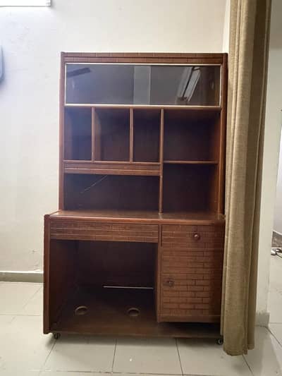 Wooden study table+ cabinet with chair