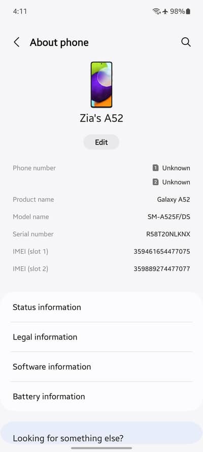 Samsung A52 non pta. 9/10 condition.