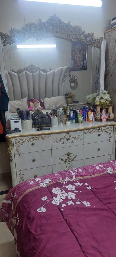 bed with side tables and dressing tables slightly used in excellent.