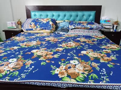 King Size BED with 2 Side Tables, 1 Dressing & Mattress