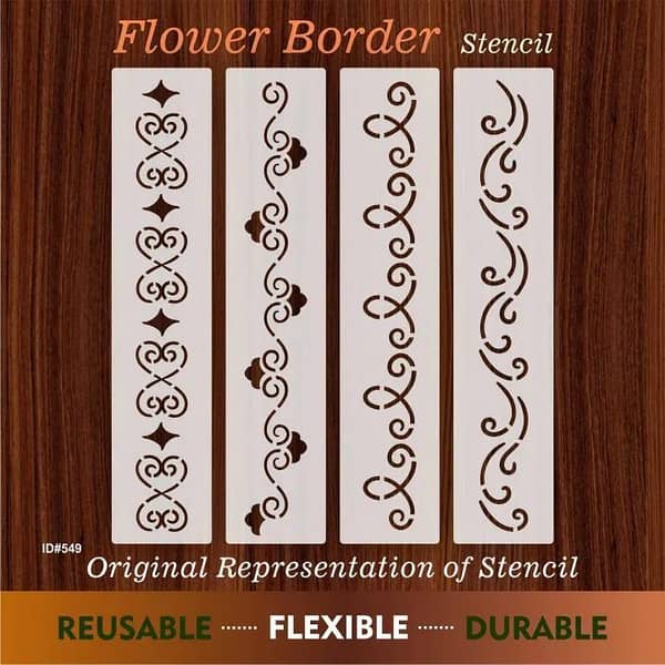 Flower Border Stencil Stamping Photo Album Embossing Paper Card on Wood Fabric Wall. ID #549
