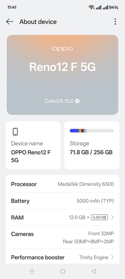 my phone oppo Reno f12 5g 12gb 256gb