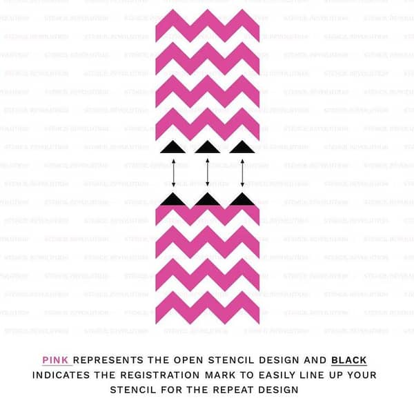 Chevron Vertical Stencil The chevron has long been used in heraldry and to signify rank, then you can paint this design onto a tabletop or the seat of a bench.