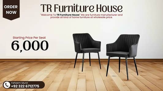 dining table - 6 seater dining table - dining chairs - cafe chairs