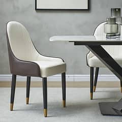 6 seater dining table/UV top table/metal steel chair/luxury dining set