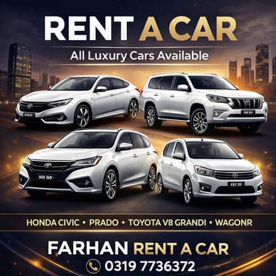 Rent a Car in Pakistan| Luxury Cars with/ without Driver| Prado |Civic