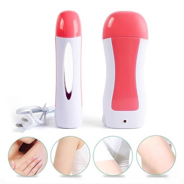 3 in 1 Depilatory Wax Heater Kit with Roll-On Wax Refills and Waxing Strips for Body and Face