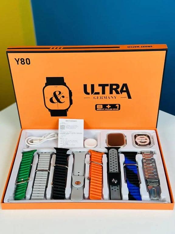Y80 Ultra Smart Watch with 2.02" HD Display, High-Configuration Version, 8-strap Bundle and Protective Case