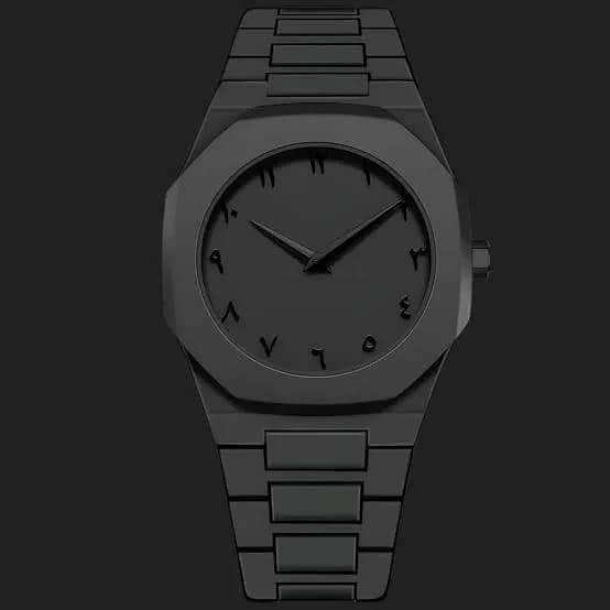 Arabic Aura 2025 Matt Black Watch for Men, Boys, and Women | Arabic Numeral Dial with Butterfly Clasp