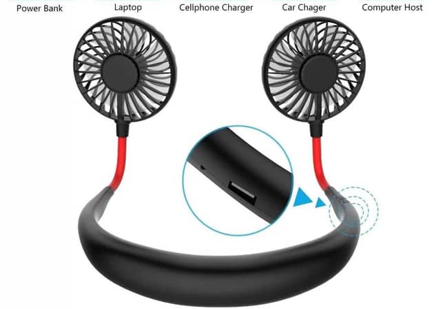Hand-Free Mini Fan – Portable USB Neckband Fan with 3 Speeds and 360° Rotation for Indoor and Outdoor Use