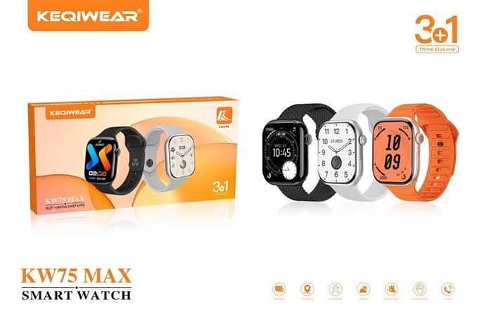 KeqiWear KW75 Max Smart Watch: 1.96" HD Always-On Screen, 380mAh Long Battery Life