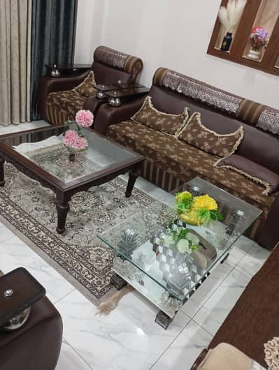 7 seater sofa with 2 centre tables